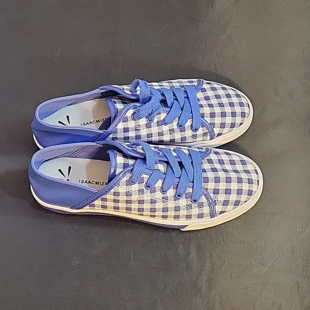 BRAND NEW ISAAC MIZRAHI MIZRAHI LIVE! LACE-UP GINGHAM SNEAKERS - Picture 3 of 14